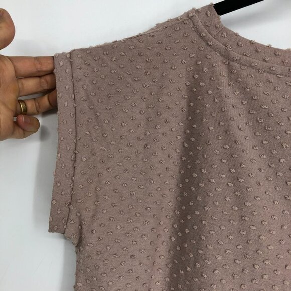 Aritzia Wilfred Blush Pink Anvers Jacquard Knit Open Back Short Sleeve T-Shirt S - Picture 12 of 15